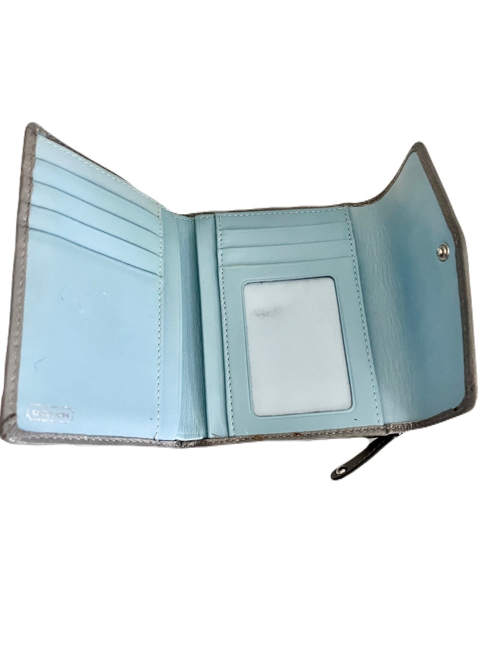 Coach Silver Jacquard and Grey Leather ‘Madison Dotted Op Art’ Medium Wallet - Picture 9 of 11